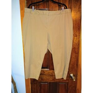 Talbots Woman Petite Khaki Capri Pants Size 20WP Elastic Waist Casual Comfort